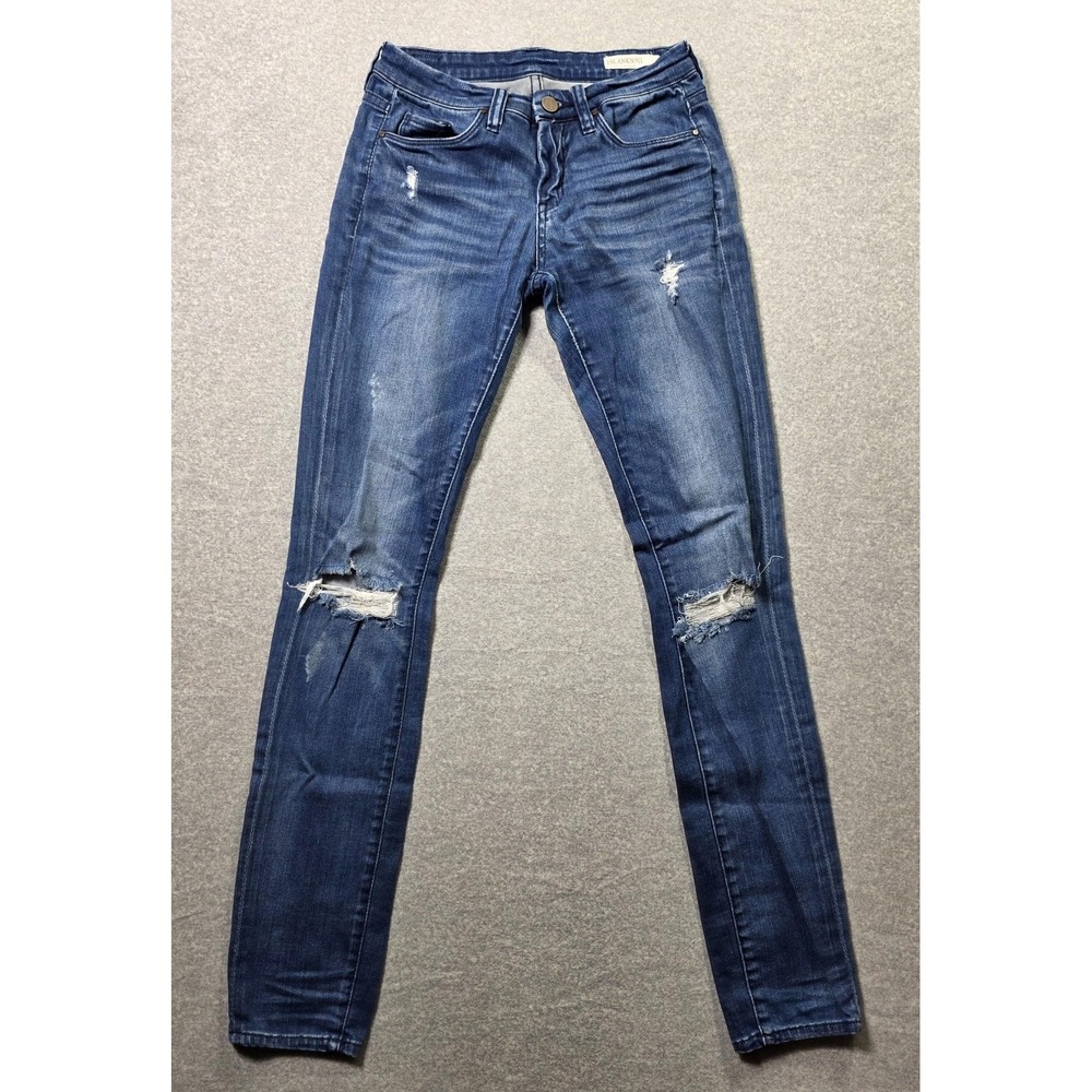 BLANKNYC Jeans Womens 25 Blue Medium Wash Distressed Studded Skinny Denim
